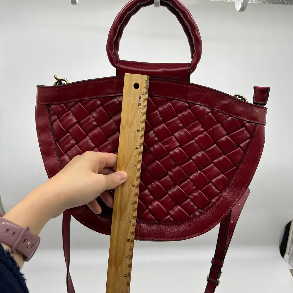 Patricia Nash Leather Ossi Satchel with Crossbody Strap Ruby Red